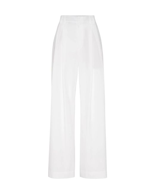 Brunello Cucinelli White Pleated Wide-Leg Trousers