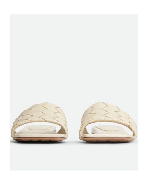 Bottega Veneta White Parco Intrecciato Flat Sandals