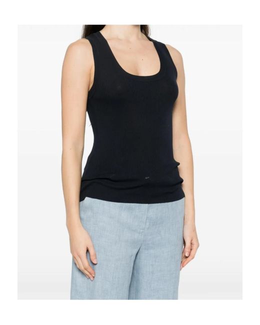P.A.R.O.S.H. Black Sleeveless Ribbed Top