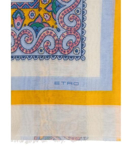 Etro Blue Paisley-Printed Scarf