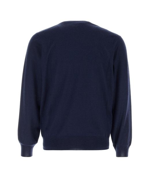 Brunello Cucinelli Blue Long Sleeve Sweater for men