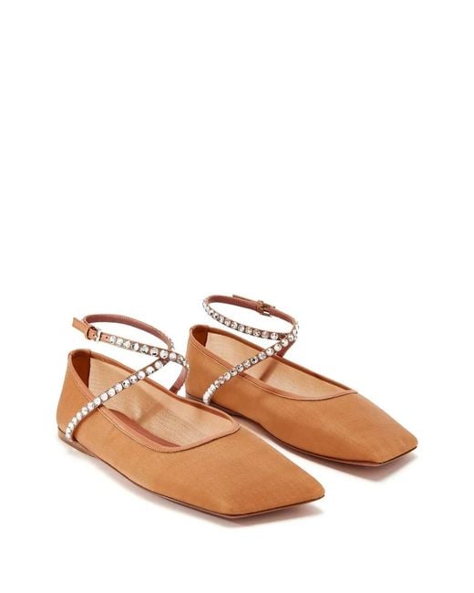 AMINA MUADDI Brown Mesh Flat Shoes