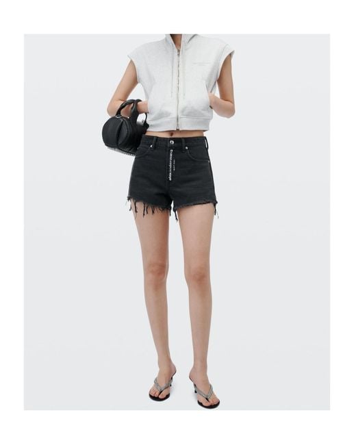 Alexander Wang Black Crystal Logo Fly Relaxed Short