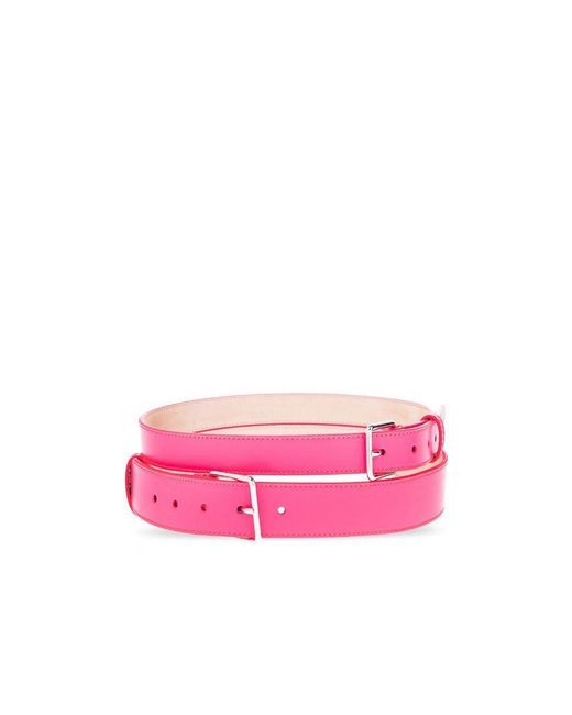 McQueen Pink Double Wrap Buckled Belt