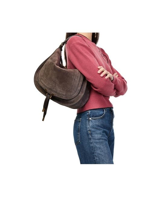 Chloé Brown Marcie Logo Shoulder Bag