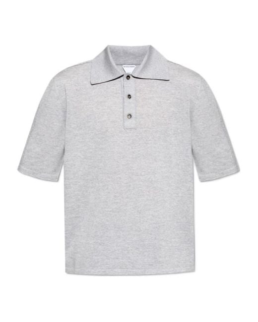 Bottega Veneta White Short-Sleeved Polo Shirt for men