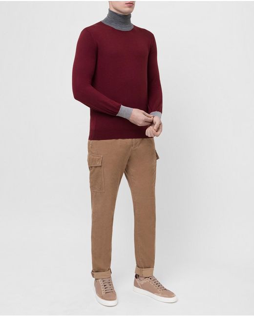 Brunello Cucinelli Red High-Necked Pullover for men