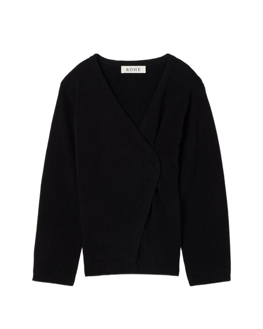 Rohe Black Off-Shoulder Wrap Cardigan