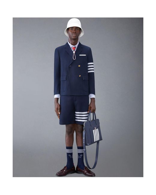 Thom Browne Blue 4 Bar-Stripe Shorts for men