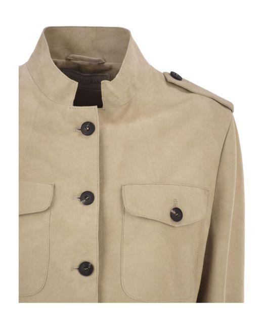 Antonelli Natural Suede Safari Jacket With Patch Pockets