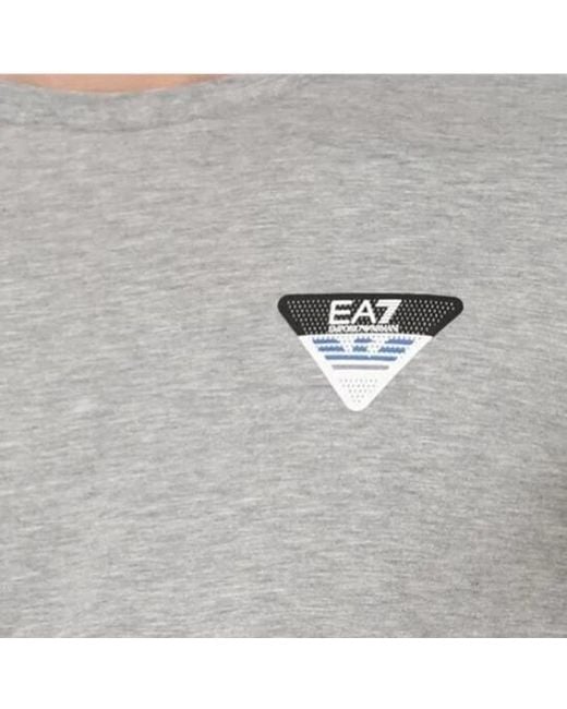 EA7 Gray Logo Short-Sleeved T-Shirt for men