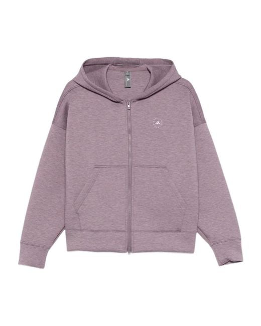 Adidas By Stella McCartney Purple Logo Printed Zipped Hoodie