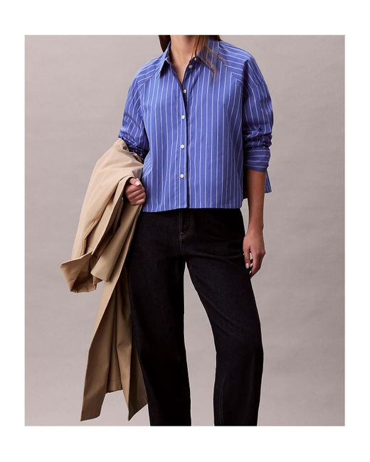 Calvin Klein Blue Striped Cotton Shirt