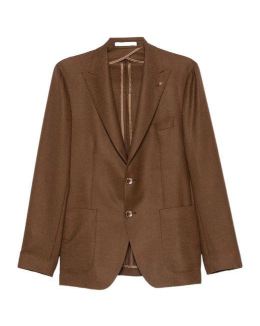 Tagliatore Brown Single-Breasted Suit Jacket for men