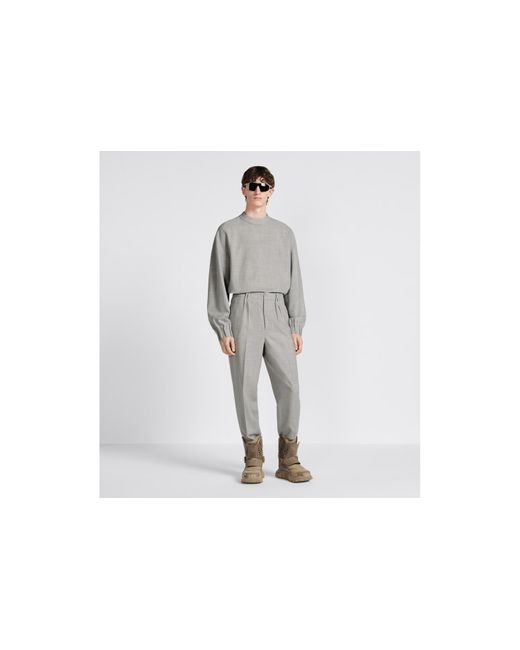 Dior Gray Homme Straight Leg Pleated Pants for men