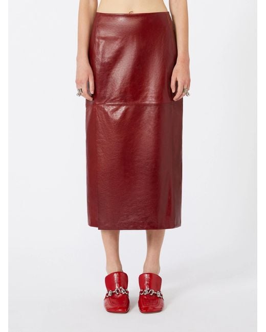 Sportmax Red Comma Straight Hem Skirt