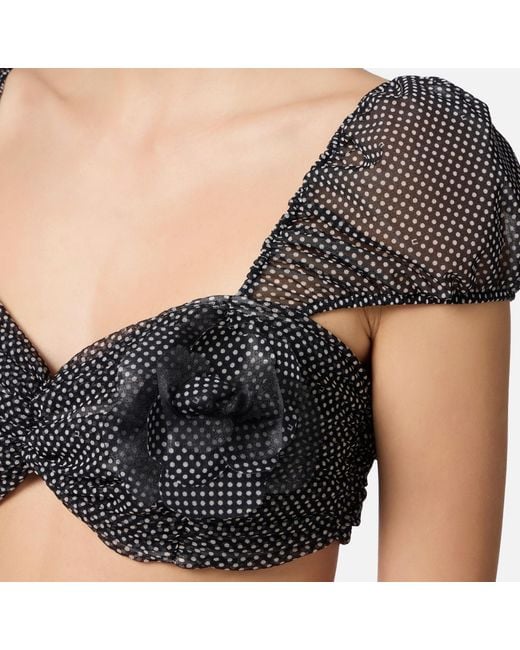 Elisabetta Franchi Gray Polka-Dot Print Top