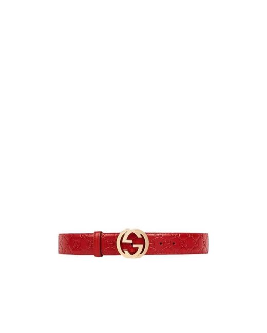 Gucci Red Logo Printed Belt