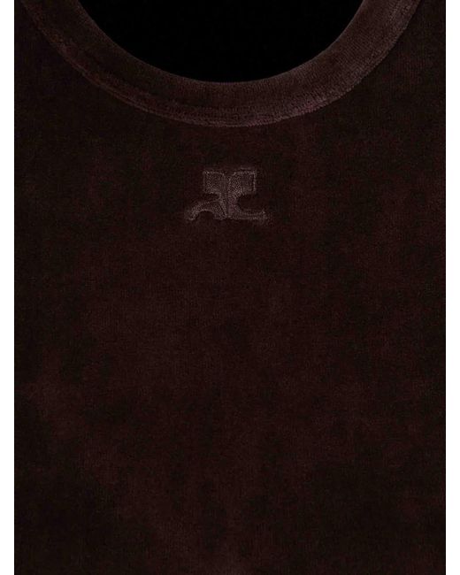 Courreges Black Courrèges Velvet Crewneck T-Shirt
