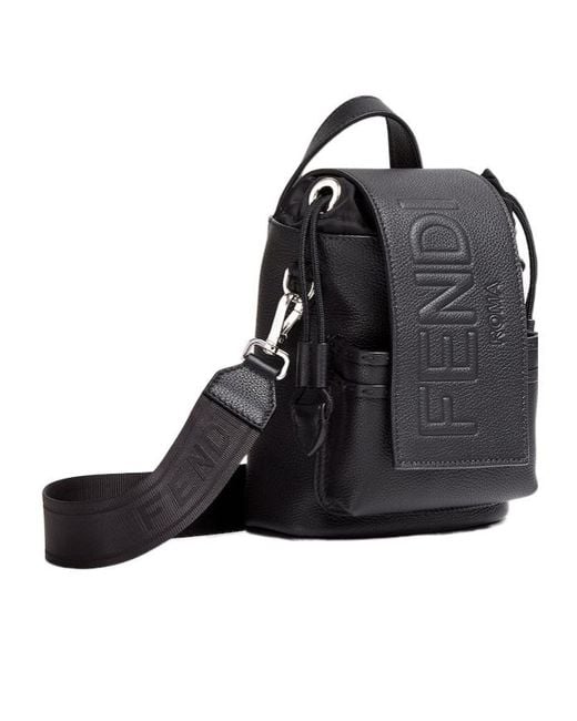 Fendi Black Roma Strike One-Shoulder Mini Backpack for men