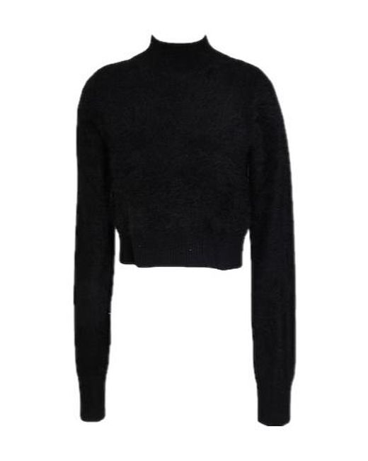 Sportmax Black Solid Color Cashmere Knit Top
