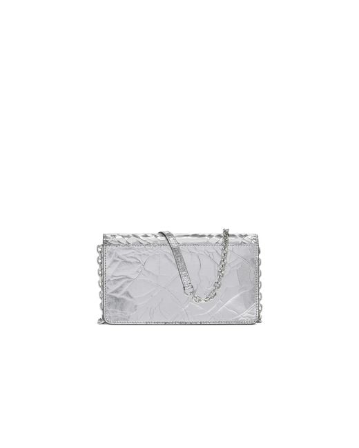 Maison Margiela White Textured Foldover Chain Wallet