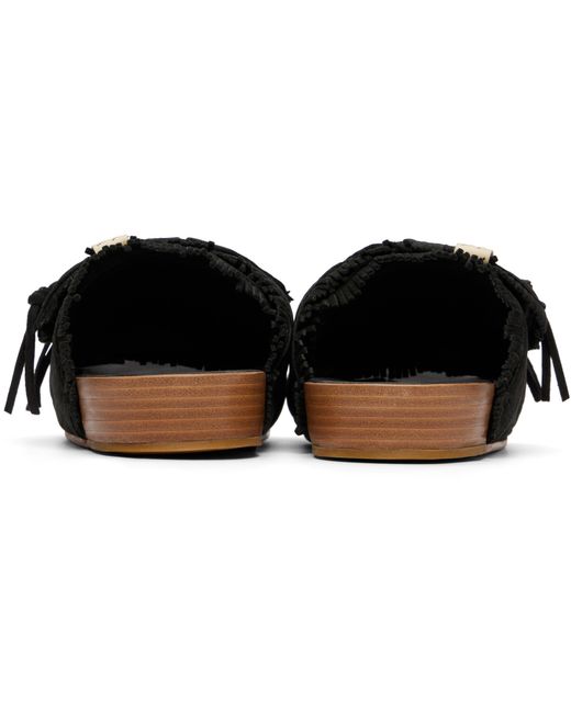 Visvim Black Christo Shaman Folk Fringed Mules for men