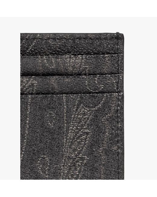 Etro Gray Pattern Card Holder for men