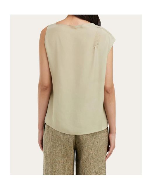 Ferragamo Natural Top With Lace Inserts