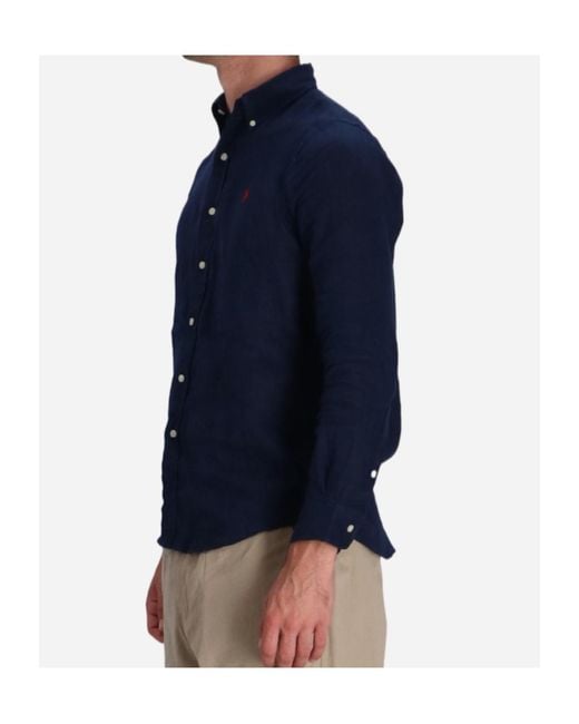 Polo Ralph Lauren Blue Polo Pony-Embroidered Shirt for men