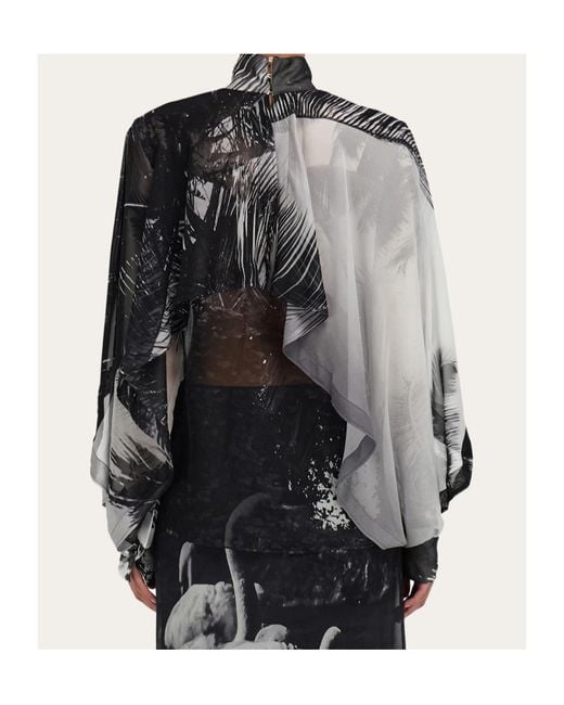 Ferragamo Black Ferragamo Trinidad Print Georgette Shirt