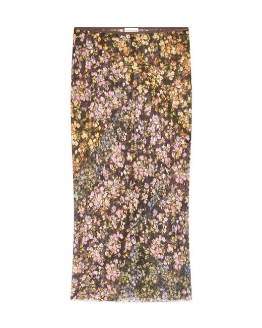 Dries Van Noten Natural Jacquard Midi Skirt