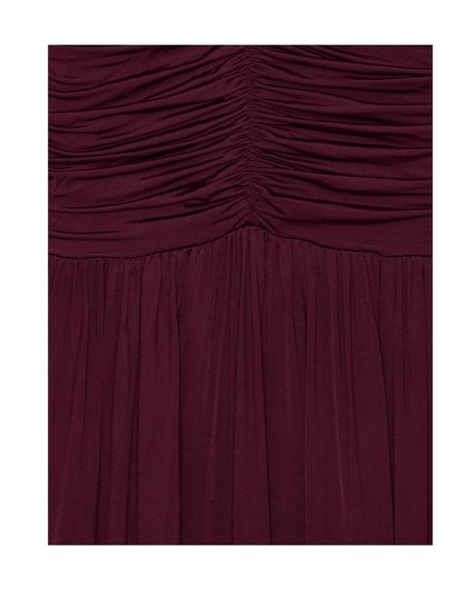 ROTATE BIRGER CHRISTENSEN Purple Ruched Short-Sleeve Maxi Dress