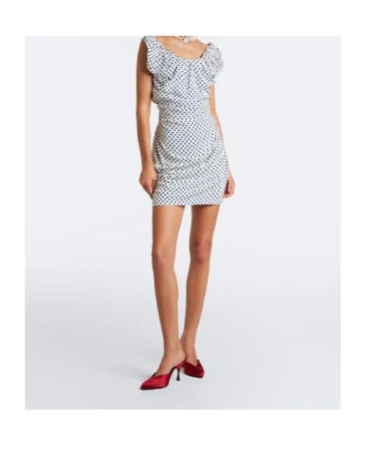 Vivienne Westwood Blue Ginnie Amber Draped Polka-Dot Minidress