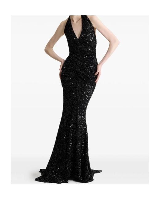 Patou Black Sequinned Halterneck Maxi Dress