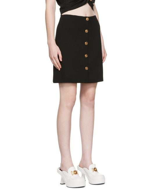 Versace Black Medusa A-Line Wool Skirt