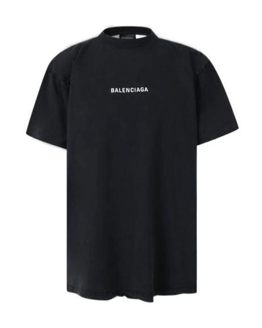 Balenciaga Black Logo Printed Crewneck T-Shirt for men