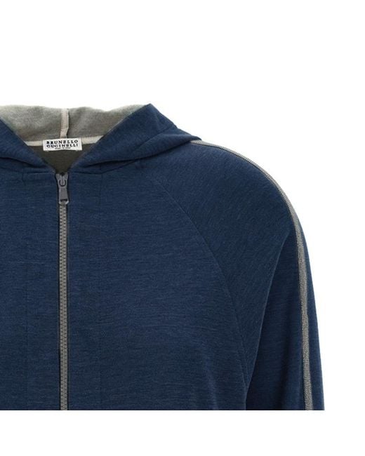 Brunello Cucinelli Blue Long-Sleeved Casual Jacket