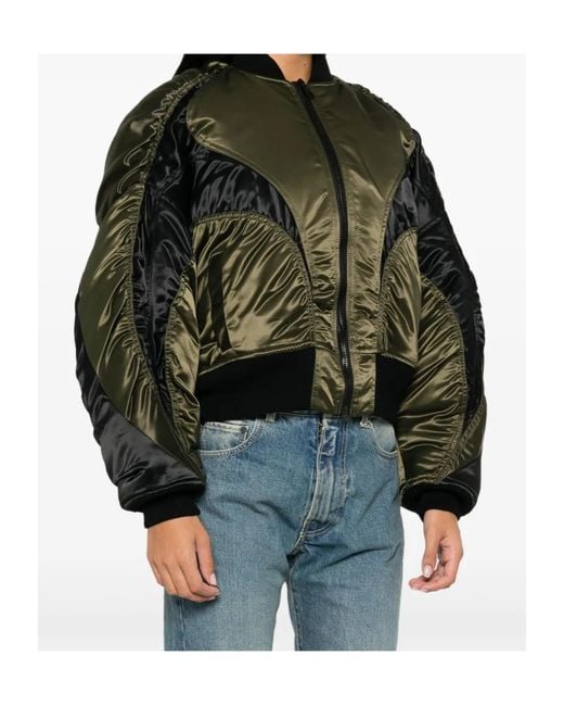 Mugler Green Satin Bomber Jacket
