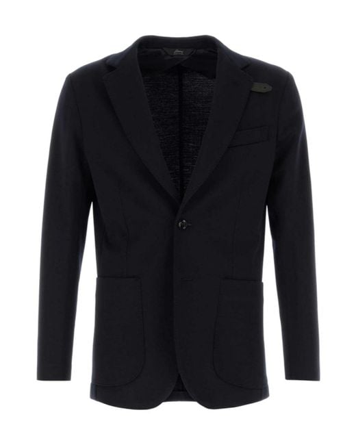 Brioni Blue Milano Stitch Jersey Blazer for men