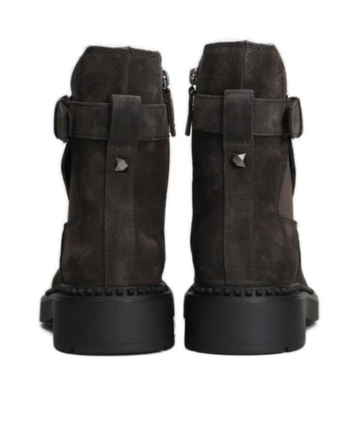 Ash Black Buckle Ankle Boots