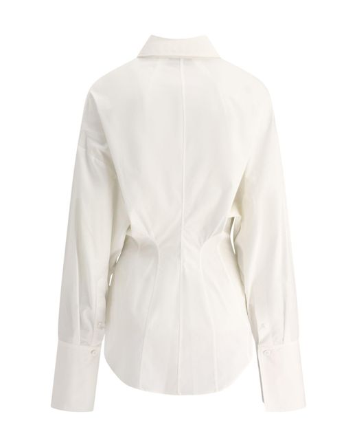 The Attico White The Curved Hem Tight Waist Shirt