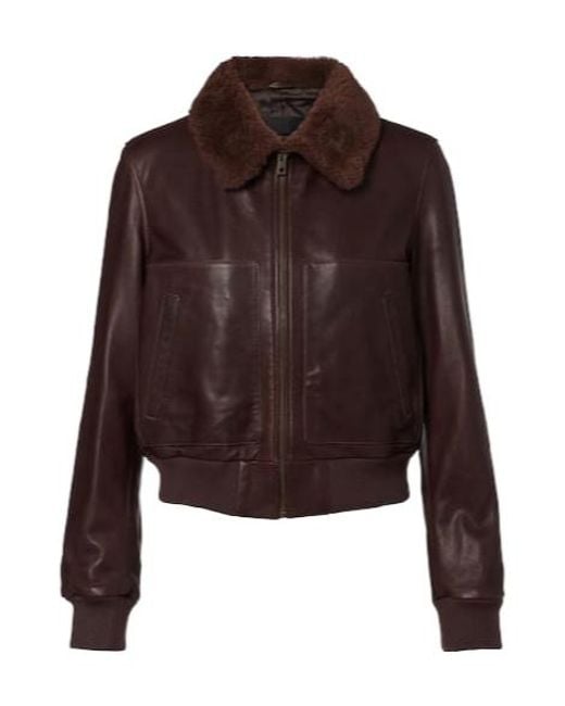 Nili Lotan Brown Zippered Leather Jacket