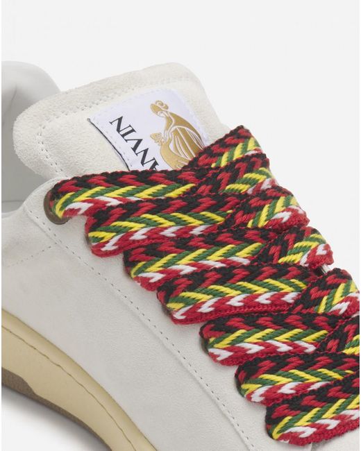 Lanvin White Suede Low-Top Sneakers