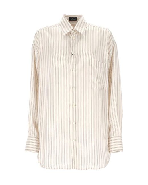 Etro White Striped Buttoned Shirt