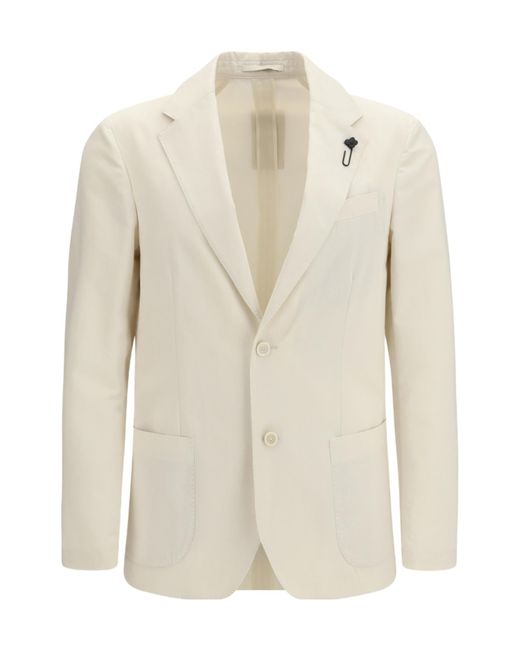 Lardini White Single-Breasted Patch-Pocket Blazer for men