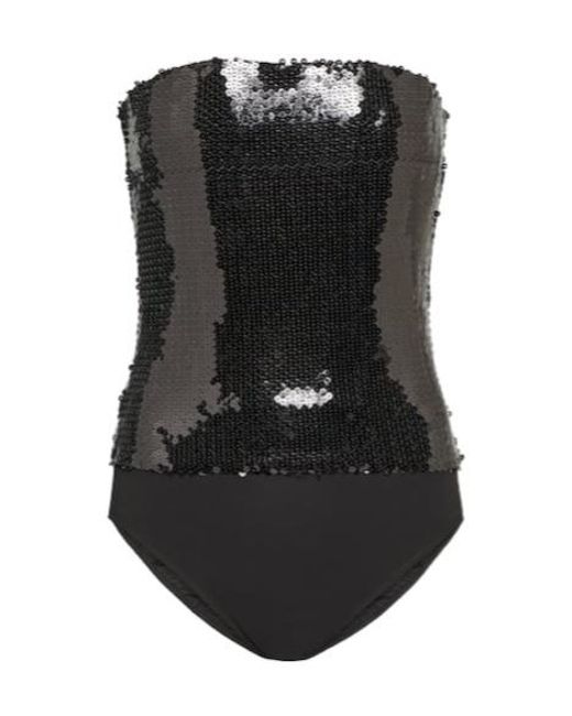 Alexandre Vauthier Black Sequined Strapless Bodysuit