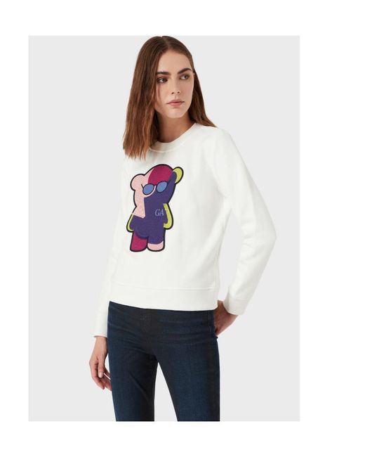 Emporio Armani White Manga Bear Long-Sleeved Sweatshirt