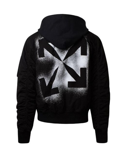 Off-White c/o Virgil Abloh Black Stencil Arrows-Motif Hooded Bomber Jacket for men
