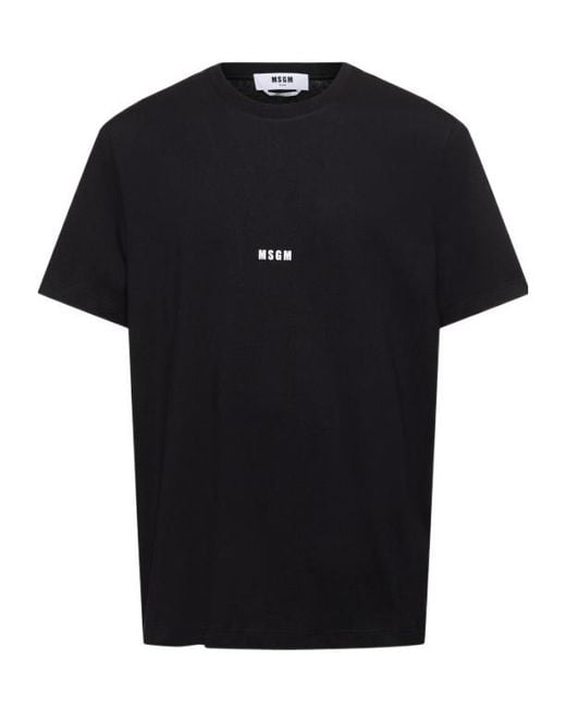MSGM Black Crew Neck Short-Sleeve T-Shirt for men